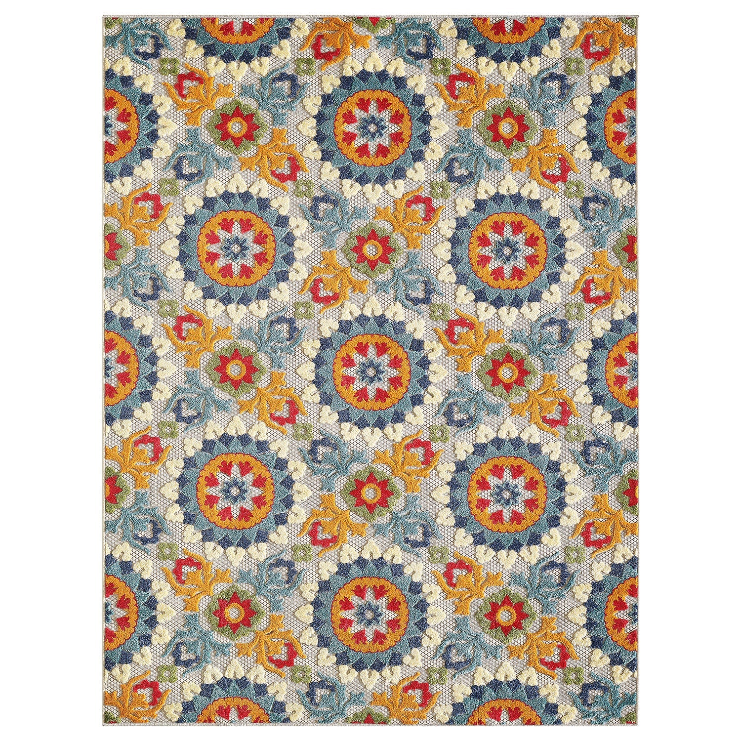 8' X 10' Orange And Ivory Indoor Outdoor Area Rug Homeroots Outdoor