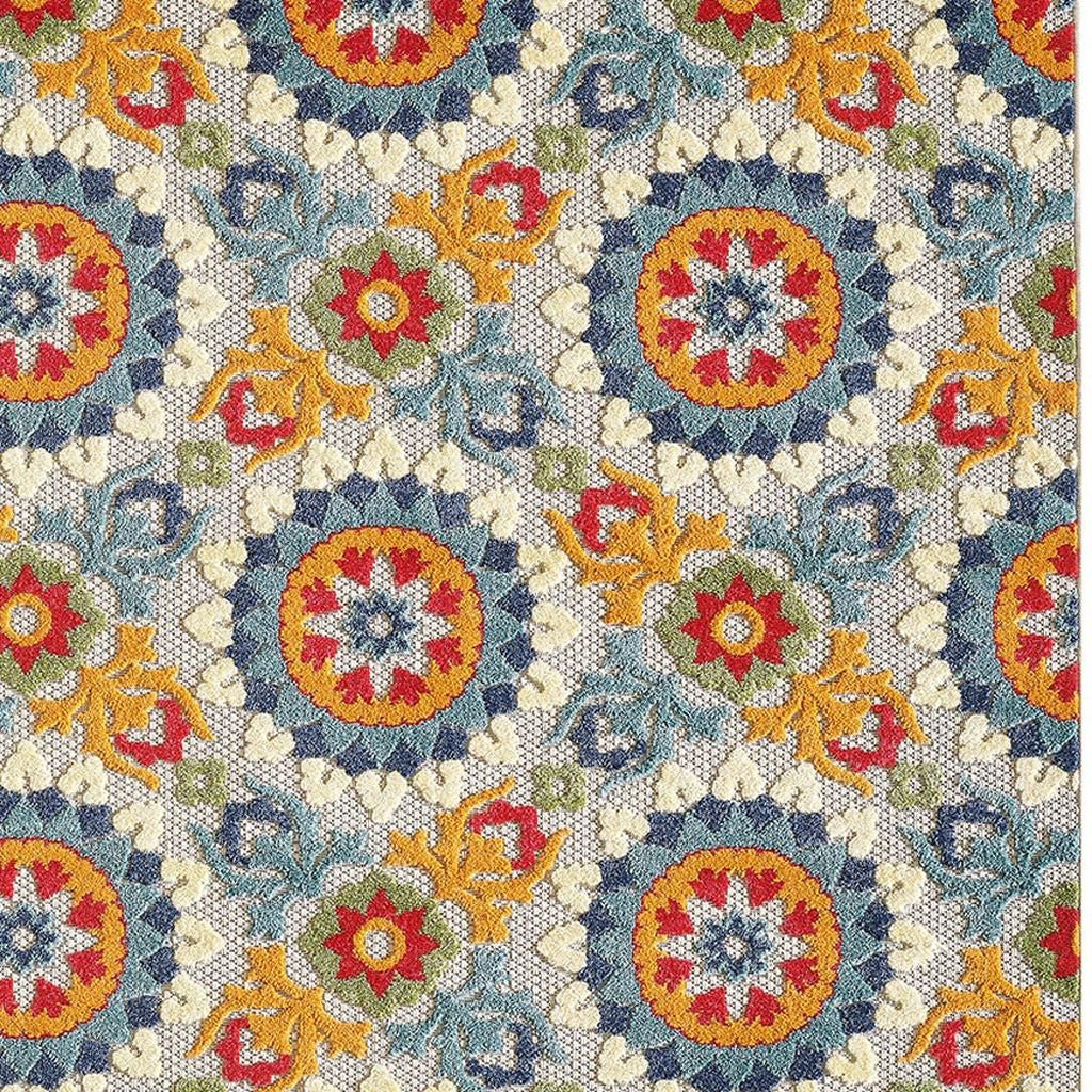 8' X 10' Orange And Ivory Indoor Outdoor Area Rug Homeroots Outdoor