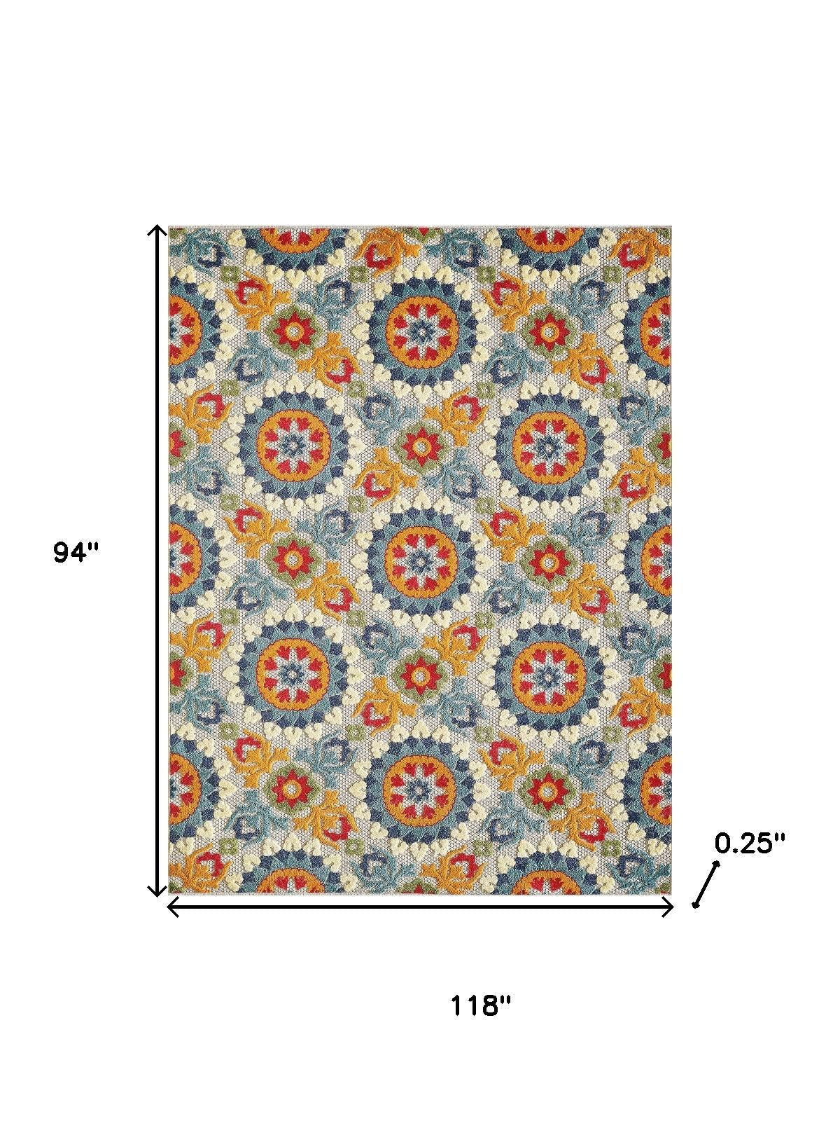 8' X 10' Orange And Ivory Indoor Outdoor Area Rug Homeroots Outdoor