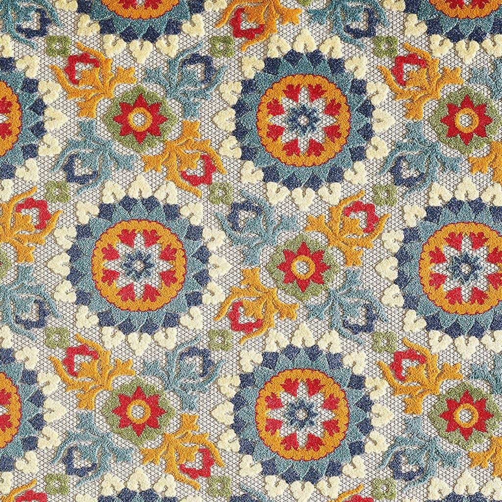8' X 10' Orange And Ivory Indoor Outdoor Area Rug Homeroots Outdoor