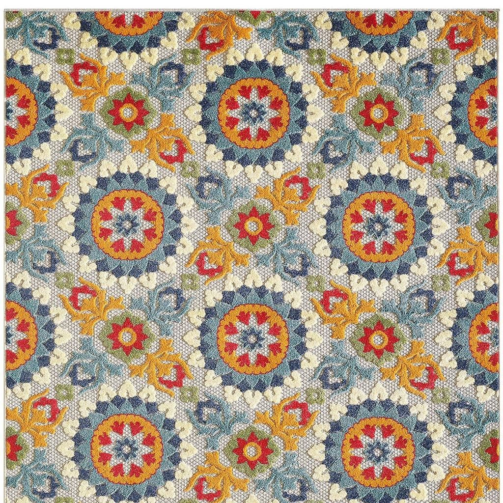 8' X 10' Orange And Ivory Indoor Outdoor Area Rug Homeroots Outdoor
