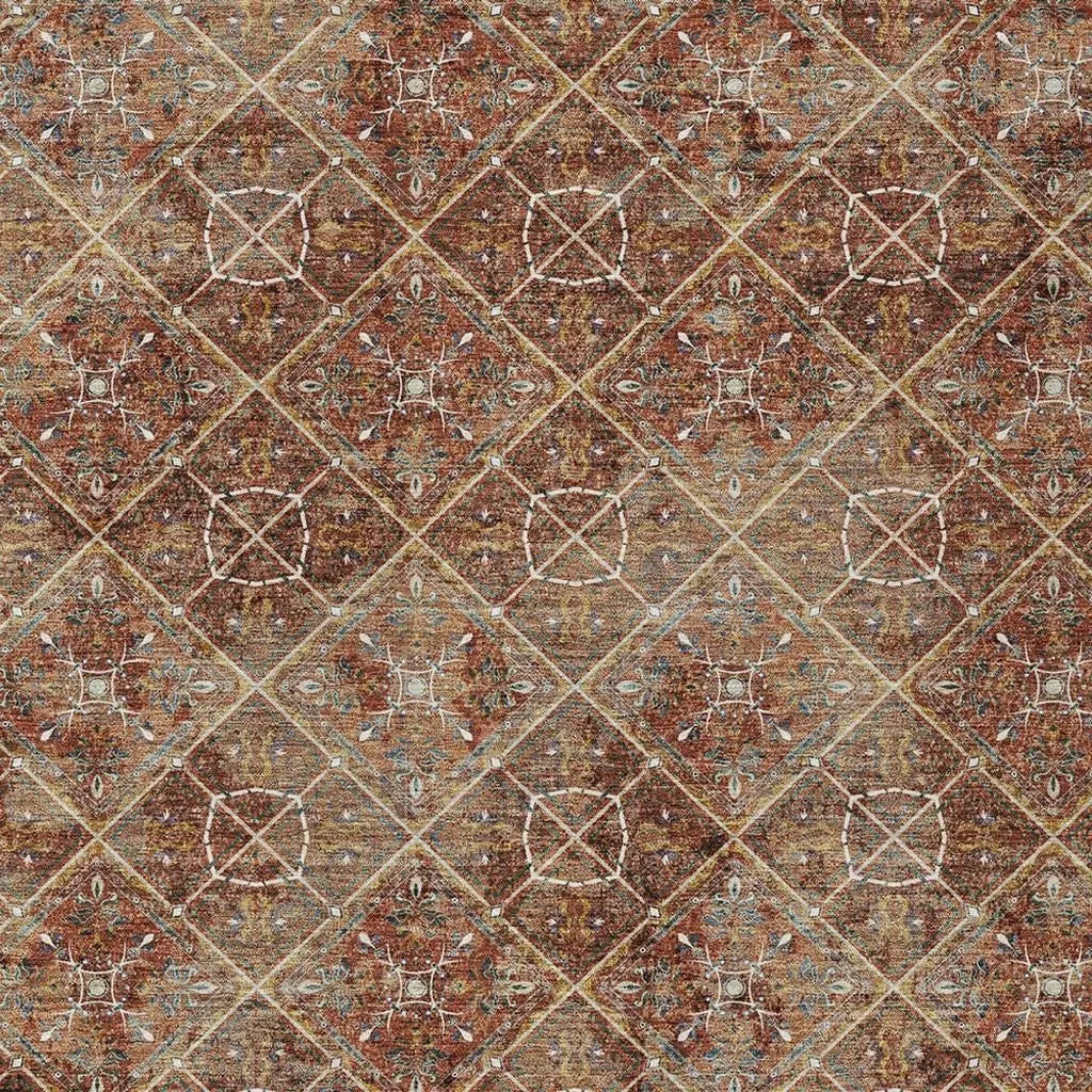 8' X 10' Orange And Khaki Geometric Washable Indoor Outdoor Area Rug Homeroots Outdoor