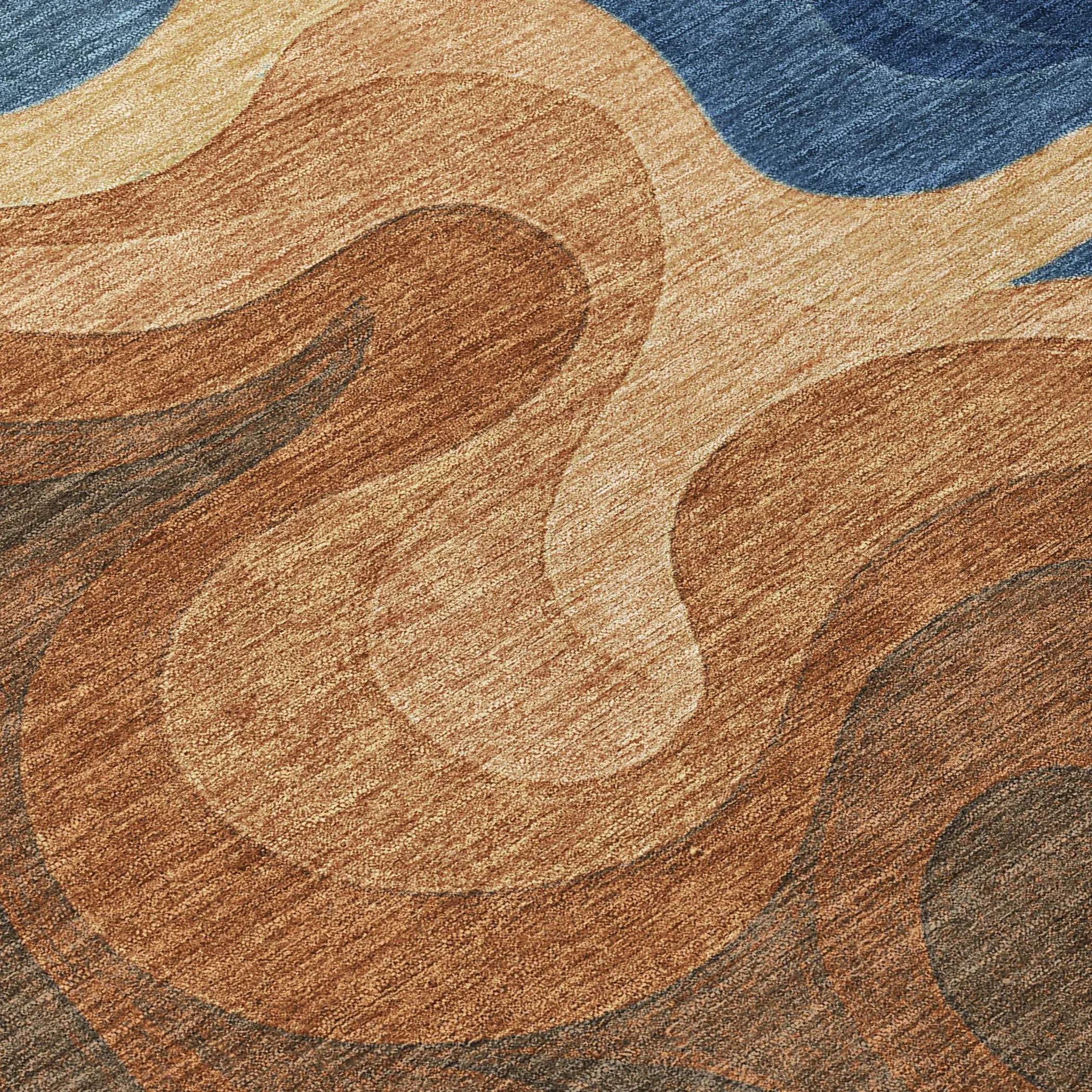 8' X 10' Orange And Navy Blue Abstract Washable Indoor Outdoor Area Rug Homeroots Outdoor