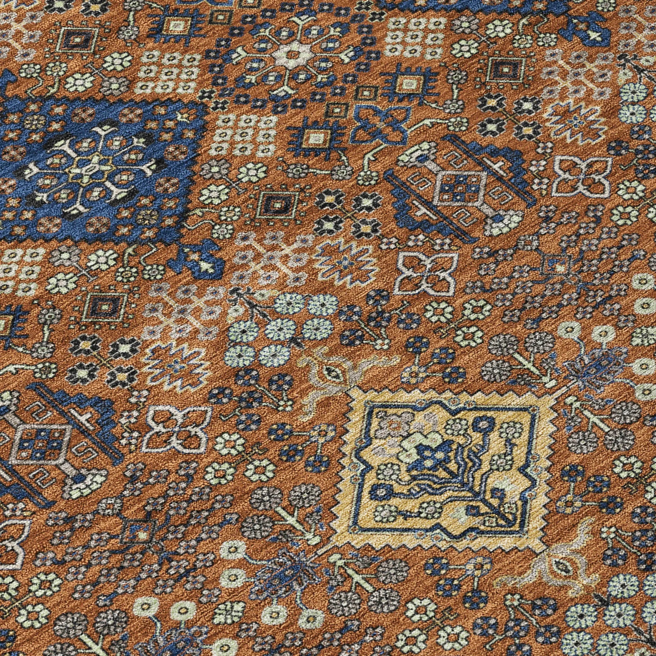 8' X 10' Orange And Navy Blue Geometric Washable Indoor Outdoor Area Rug Homeroots Outdoor