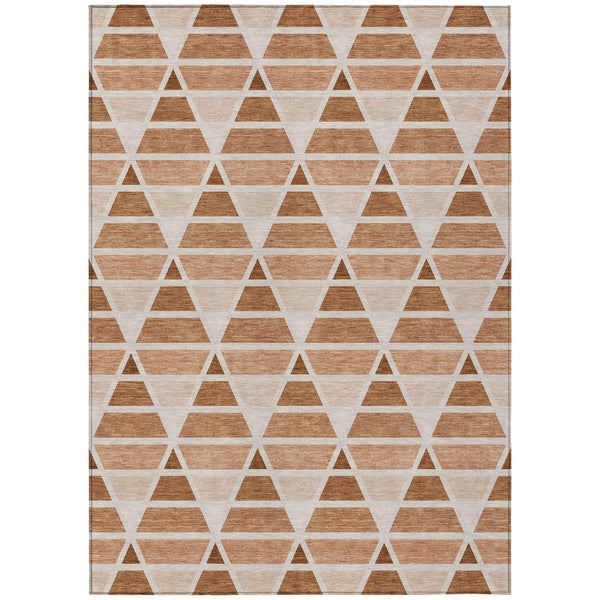 8' X 10' Orange And Rust Geometric Washable Indoor Outdoor Area Rug Homeroots Outdoor