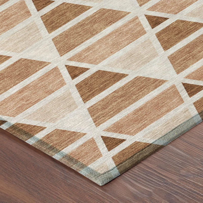 8' X 10' Orange And Rust Geometric Washable Indoor Outdoor Area Rug Homeroots Outdoor