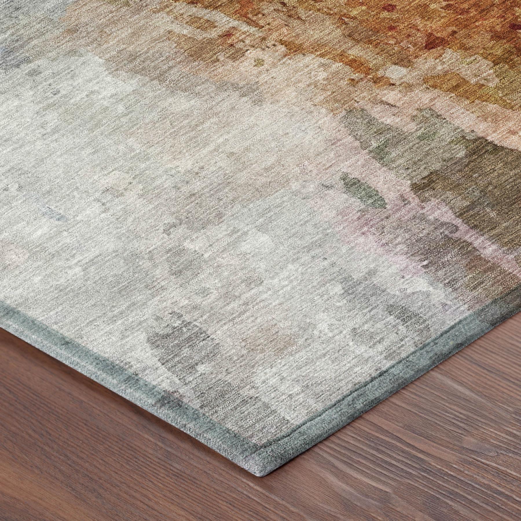8' X 10' Orange And Silver Abstract Washable Indoor Outdoor Area Rug Homeroots Outdoor