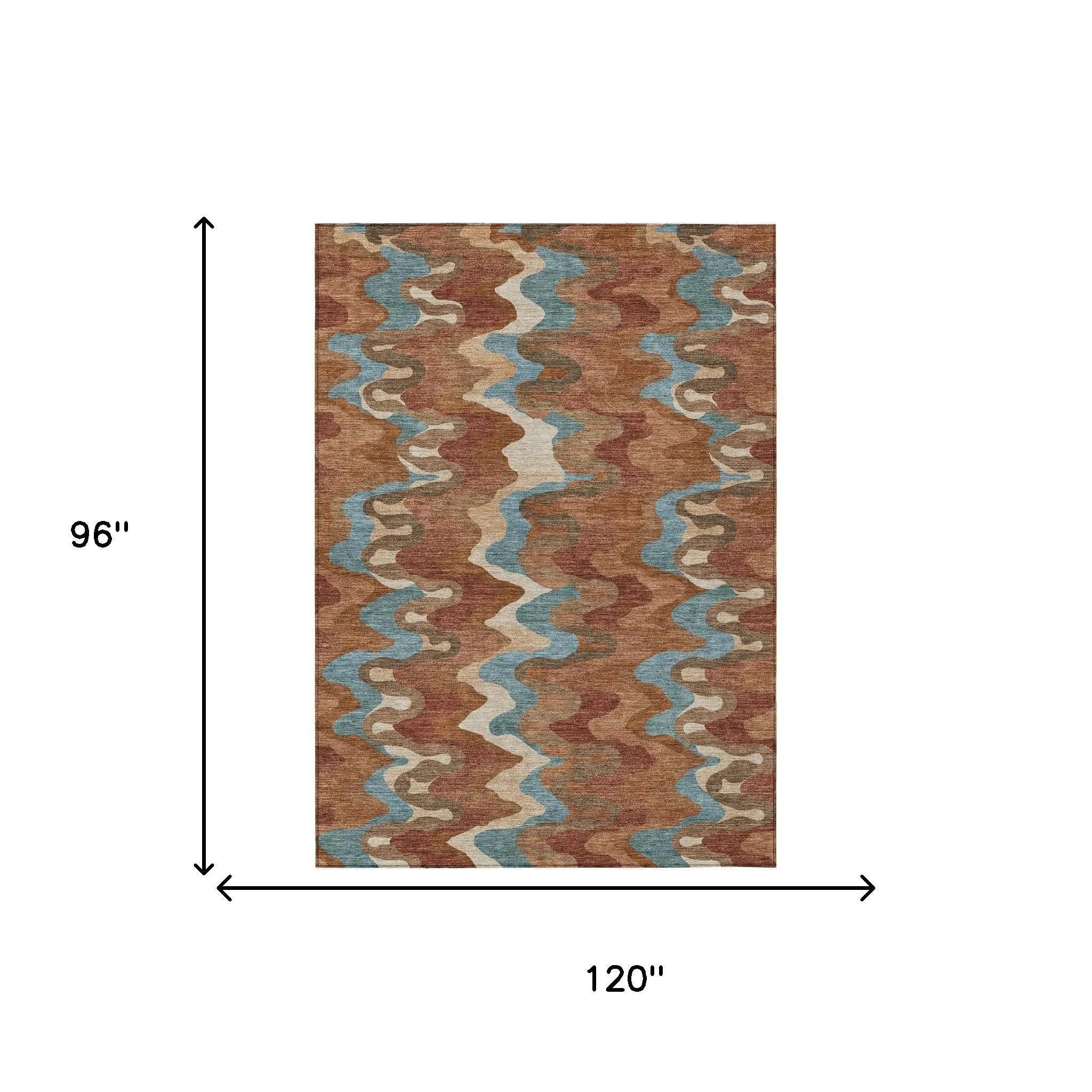 8' X 10' Orange And Teal Blue Abstract Washable Indoor Outdoor Area Rug Homeroots Outdoor