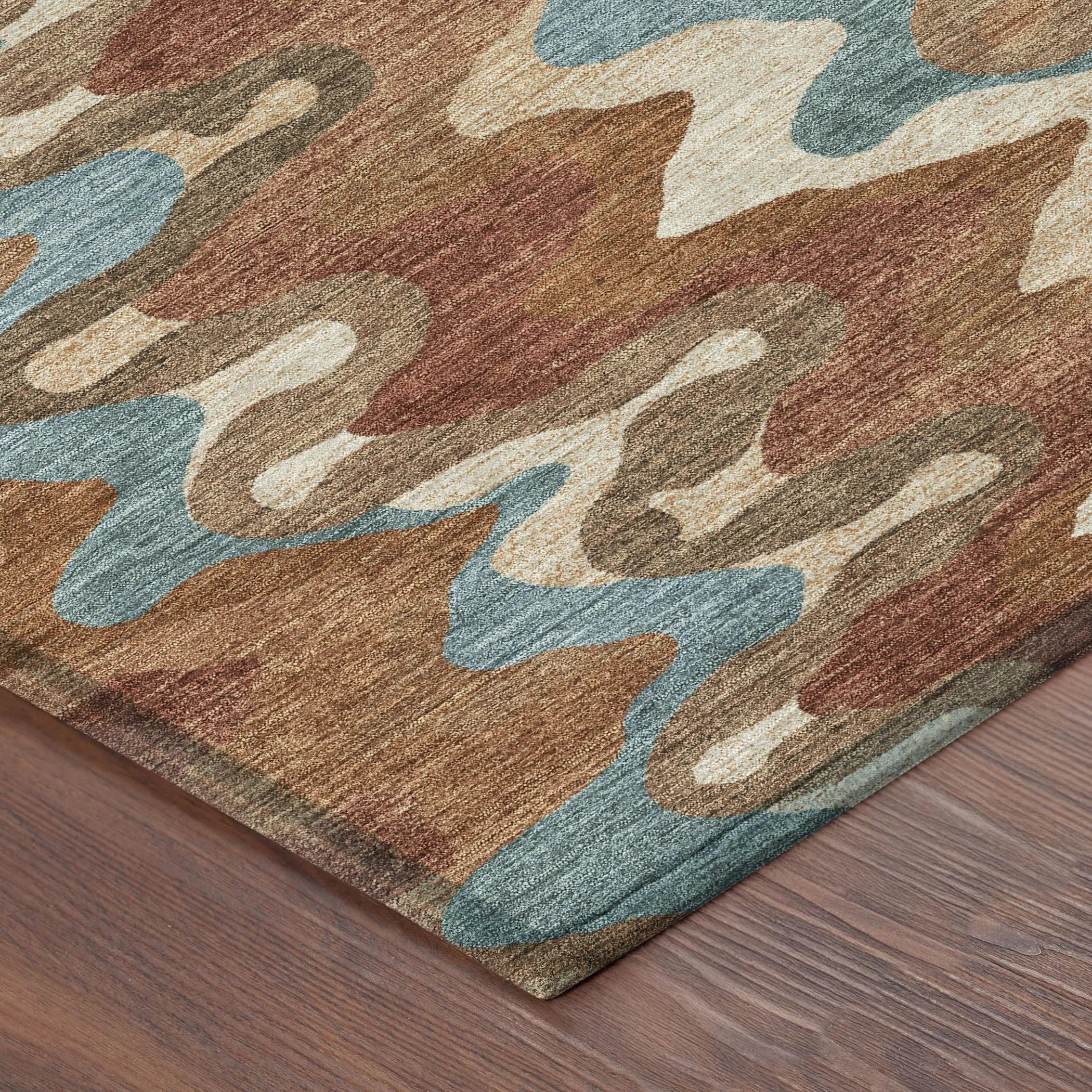 8' X 10' Orange And Teal Blue Abstract Washable Indoor Outdoor Area Rug Homeroots Outdoor
