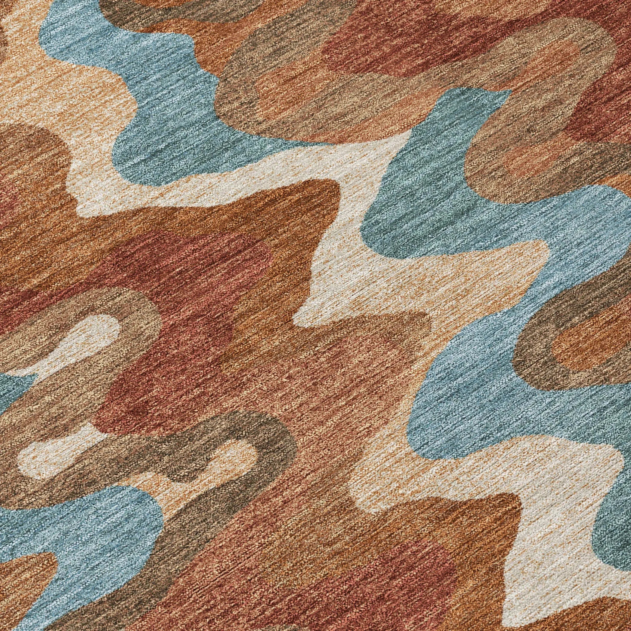 8' X 10' Orange And Teal Blue Abstract Washable Indoor Outdoor Area Rug Homeroots Outdoor
