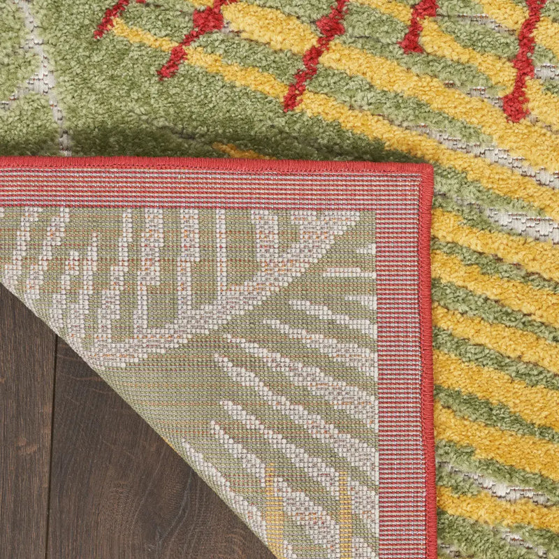 8' X 10' Orange Yellow Red Blue And Green Palm Leaf Indoor Outdoor Area Rug - GreatEagleInc