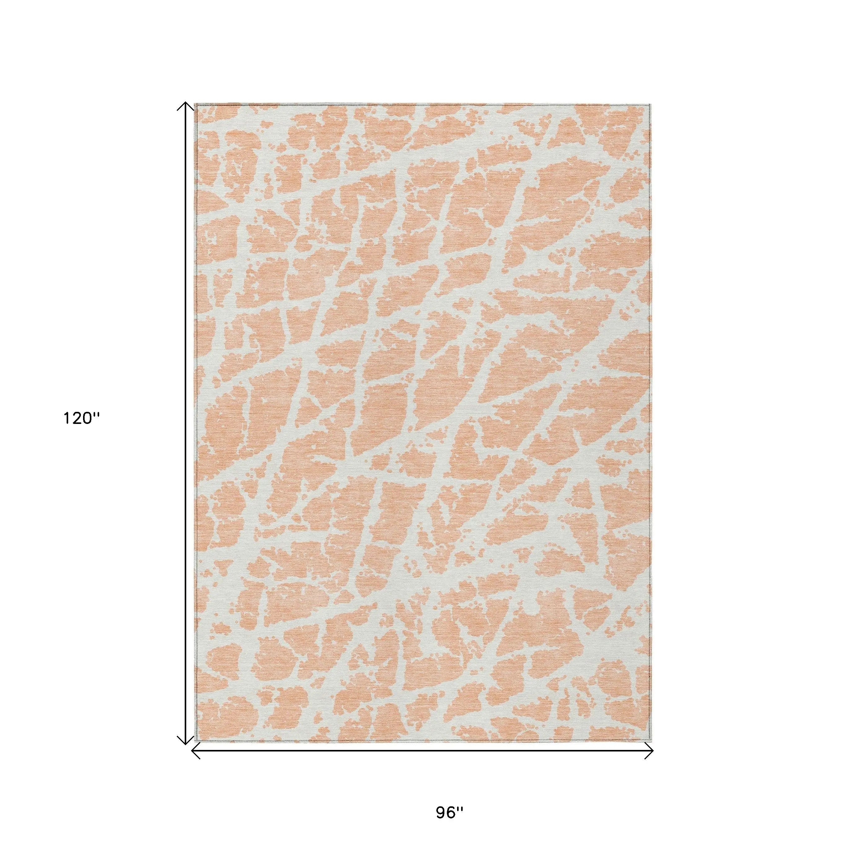 8' X 10' Peach and Ivory Abstract Washable Non Skid Indoor Outdoor Area Rug Homeroots Outdoor