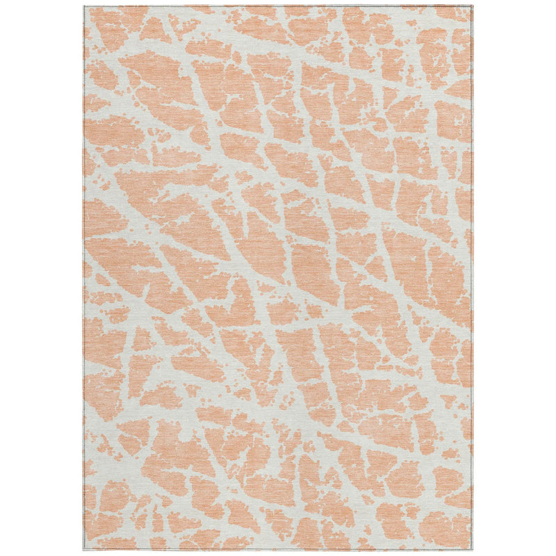 8' X 10' Peach and Ivory Abstract Washable Non Skid Indoor Outdoor Area Rug Homeroots Outdoor
