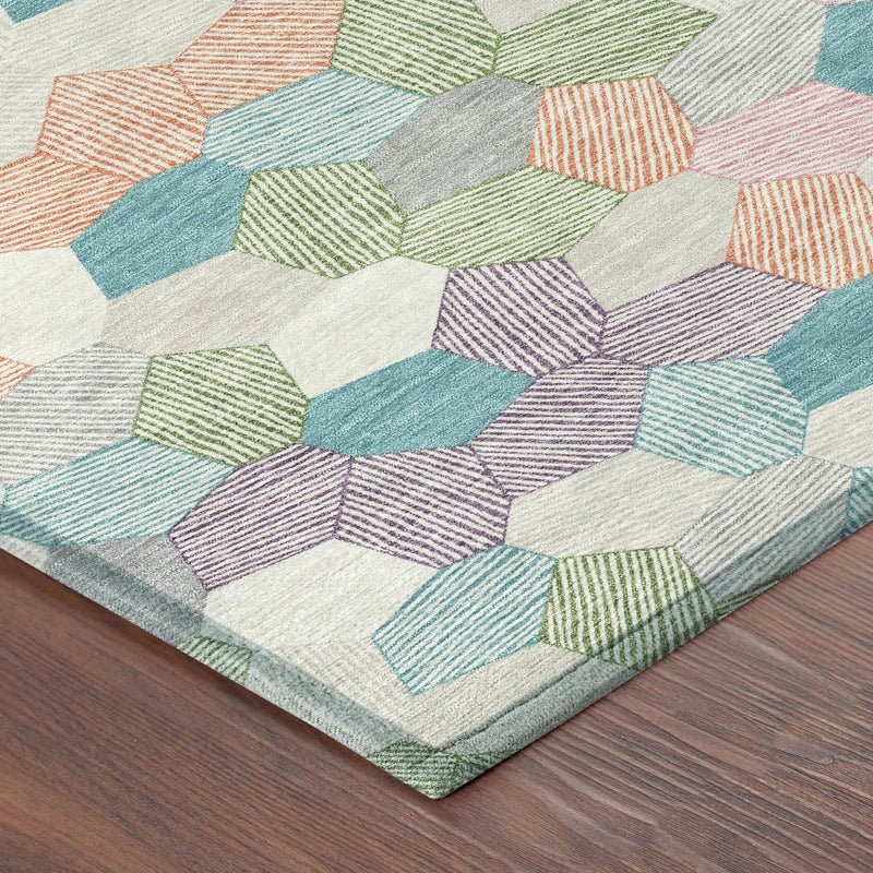 8' X 10' Pearl And Ivory Geometric Washable Indoor Outdoor Area Rug Homeroots Outdoor
