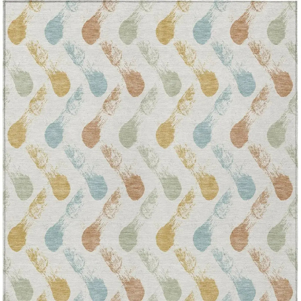 8' X 10' Pearl And Ivory Geometric Washable Indoor Outdoor Area Rug Homeroots Outdoor