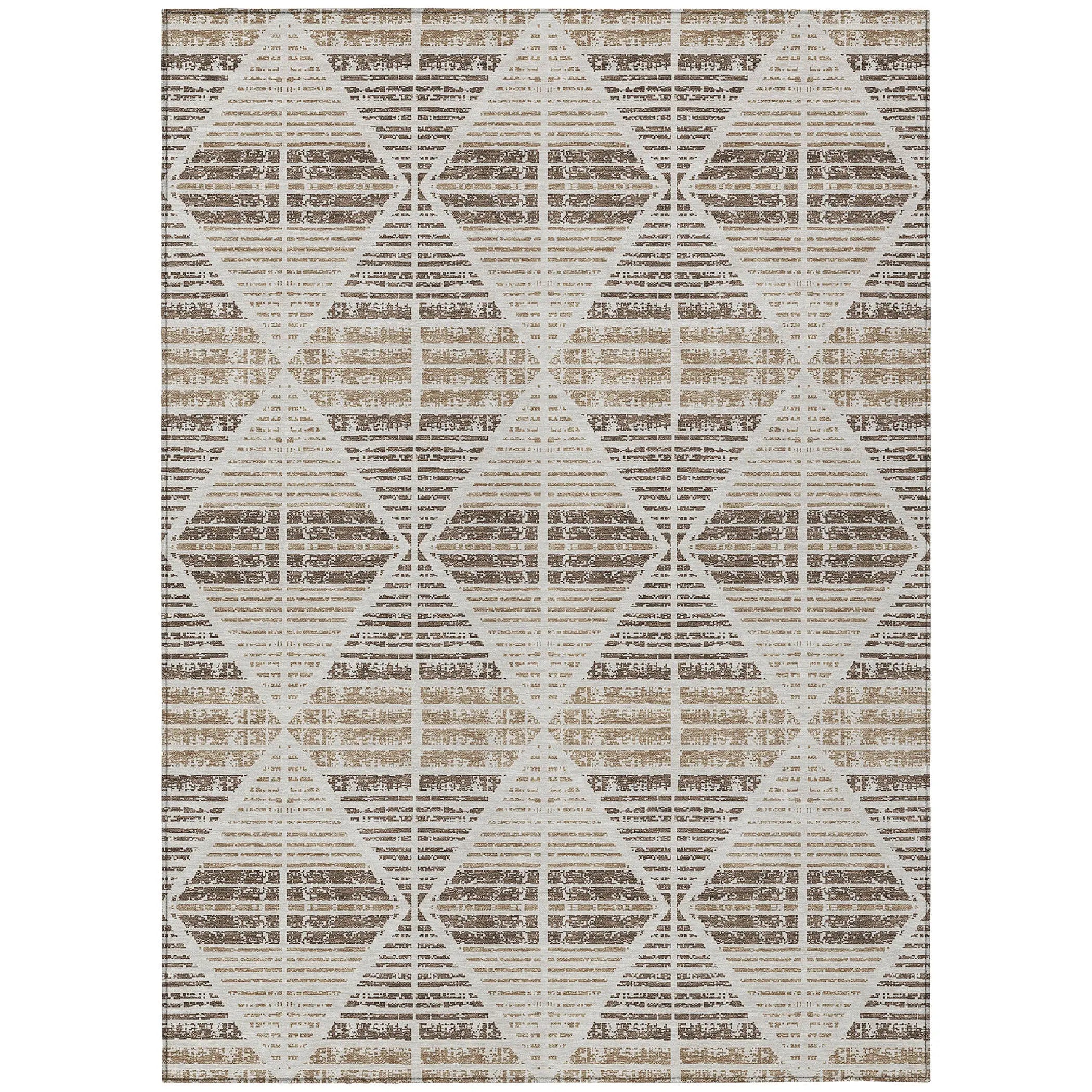 8' X 10' Pearl And Navy Blue Geometric Washable Indoor Outdoor Area Rug Homeroots Outdoor