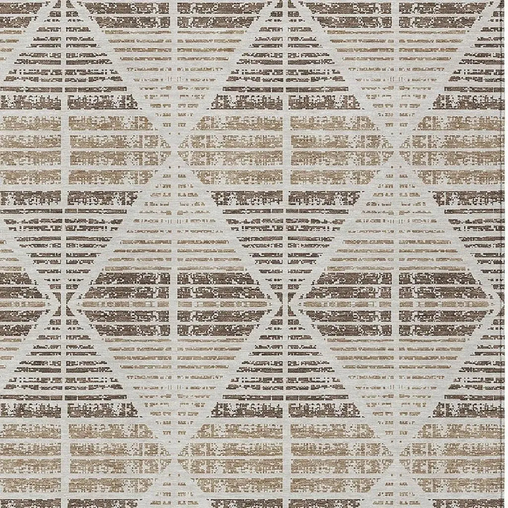 8' X 10' Pearl And Navy Blue Geometric Washable Indoor Outdoor Area Rug Homeroots Outdoor