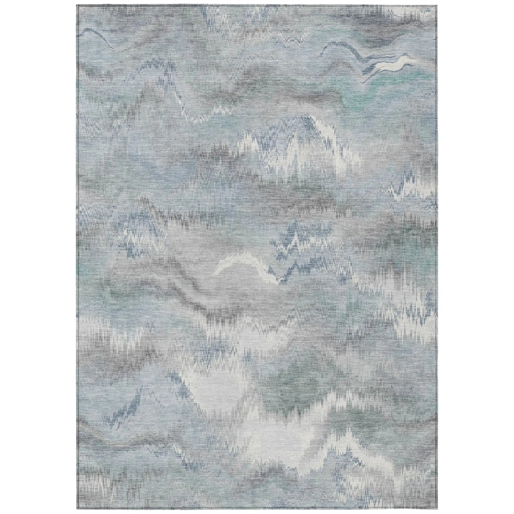 8' X 10' Pewter And Gray Abstract Washable Indoor Outdoor Area Rug Homeroots Outdoor