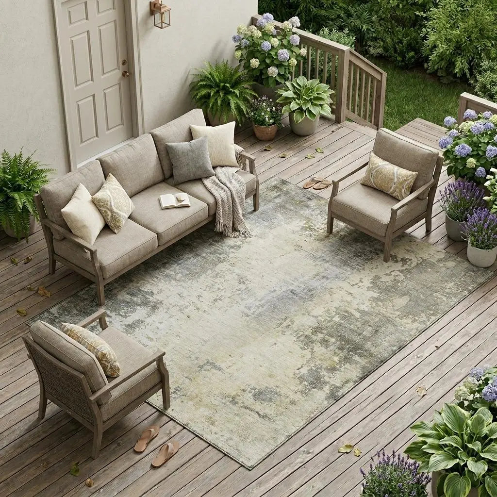 8' X 10' Pewter And Gray Abstract Washable Indoor Outdoor Area Rug Homeroots Outdoor