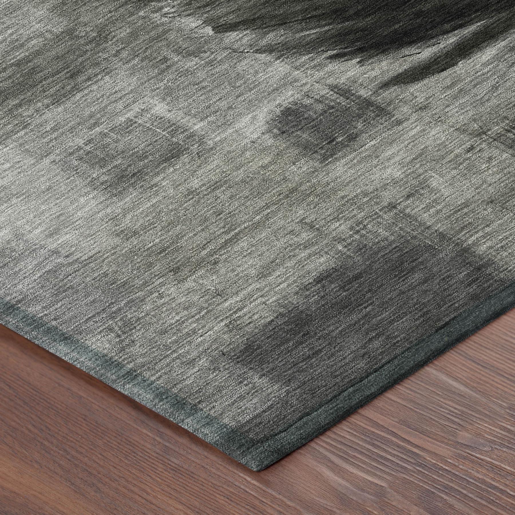 8' X 10' Pewter And Gray Botanical Leaves Washable Indoor Outdoor Area Rug Homeroots Outdoor
