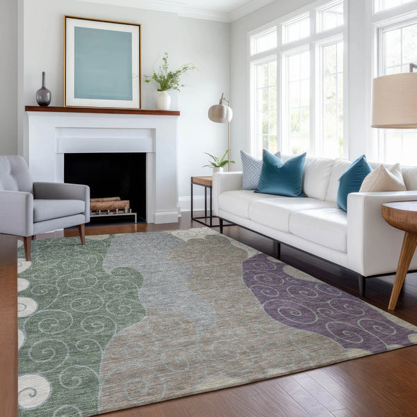8' X 10' Pewter And Taupe Abstract Washable Indoor Outdoor Area Rug Homeroots Outdoor