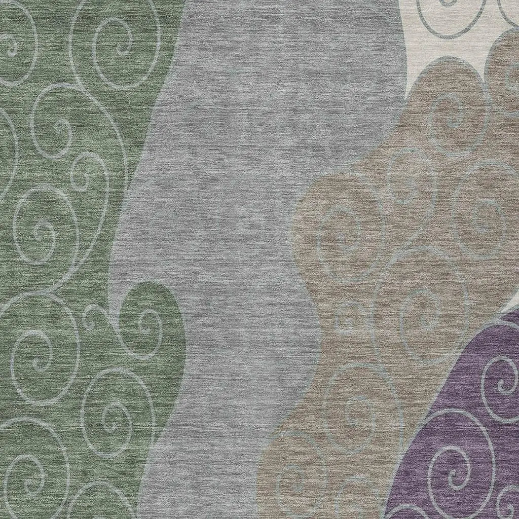 8' X 10' Pewter And Taupe Abstract Washable Indoor Outdoor Area Rug Homeroots Outdoor