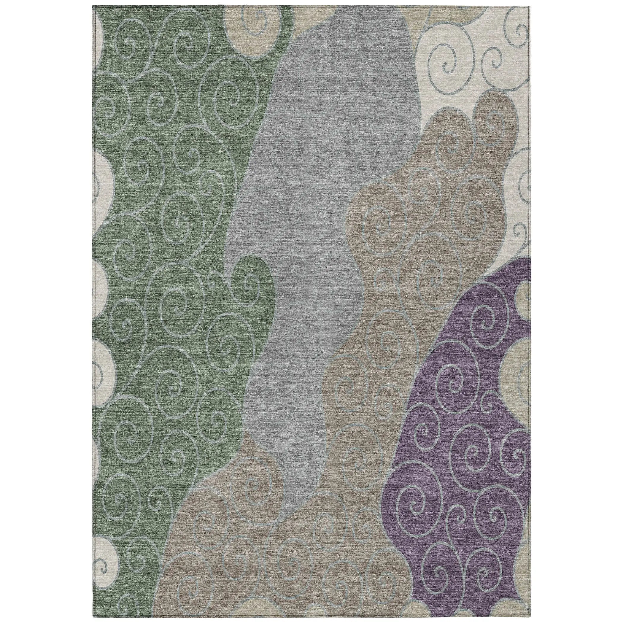8' X 10' Pewter And Taupe Abstract Washable Indoor Outdoor Area Rug Homeroots Outdoor