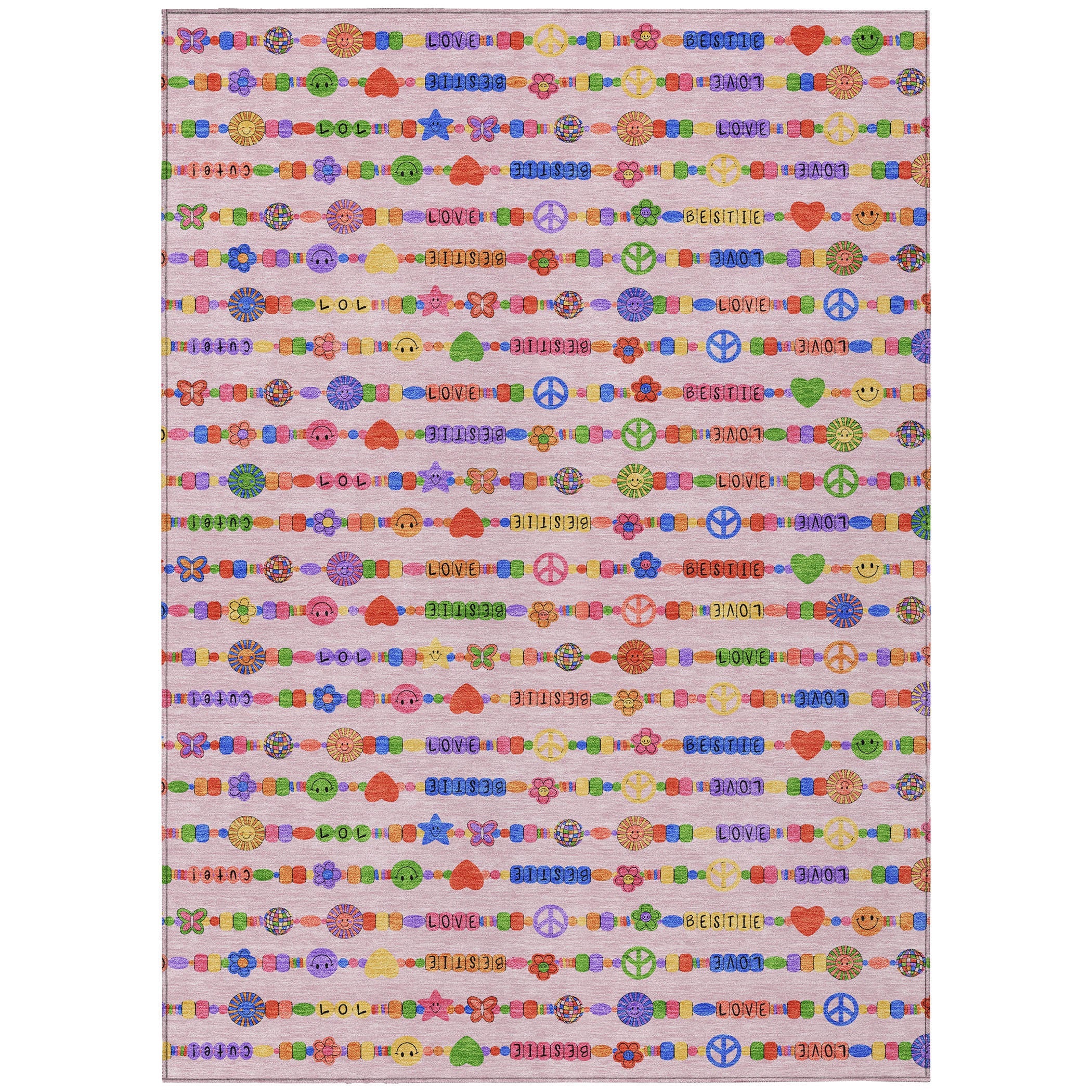8' X 10' Pink And Fern Green Geometric Washable Indoor Outdoor Area Rug Homeroots Outdoor