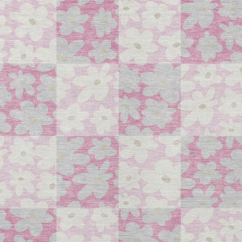 8' X 10' Pink And Gray Floral Washable Indoor Outdoor Area Rug Homeroots Outdoor