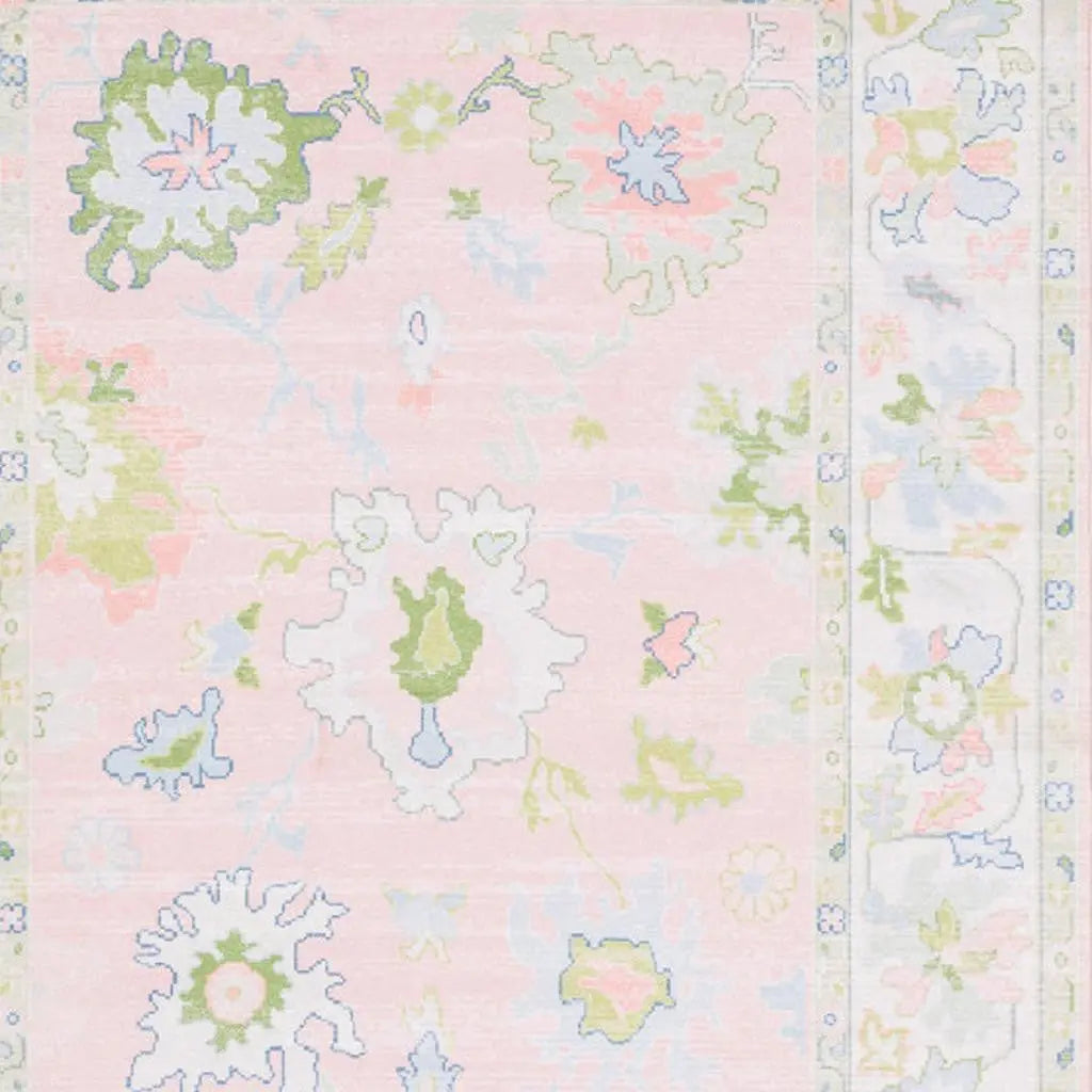 8' X 10' Pink And Green Oriental Washable Area Rug Homeroots Home Decor