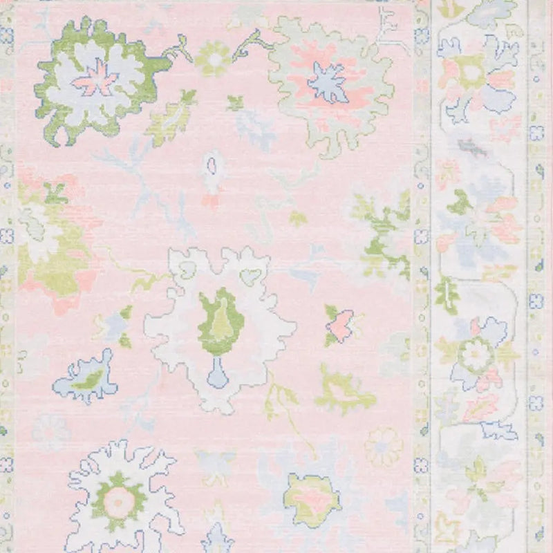 8' X 10' Pink And Green Oriental Washable Area Rug Homeroots Home Decor