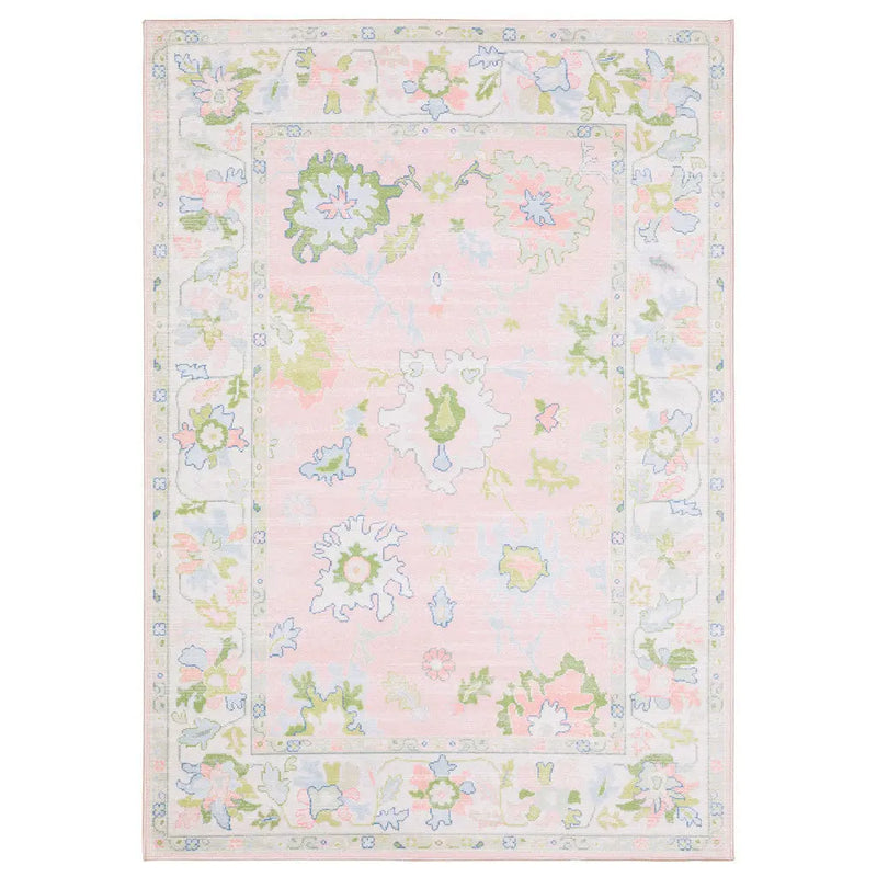 8' X 10' Pink And Green Oriental Washable Area Rug Homeroots Home Decor