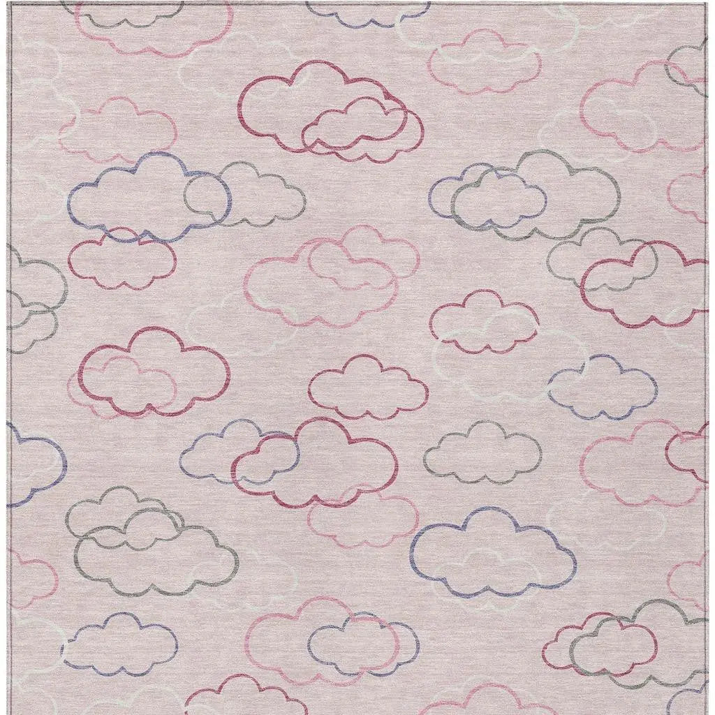 8' X 10' Pink And Ivory Abstract Washable Indoor Outdoor Area Rug Homeroots Outdoor