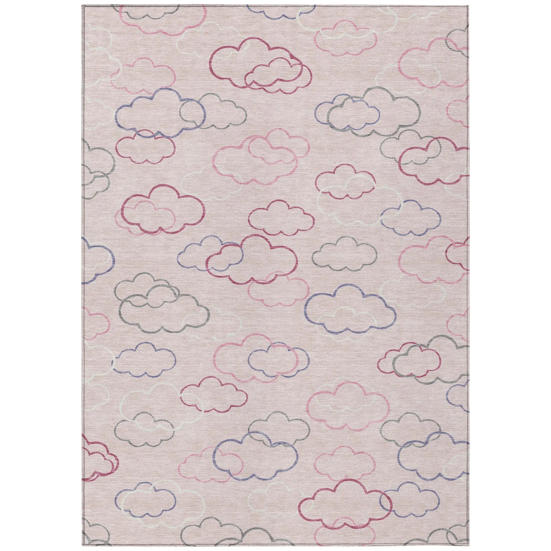 8' X 10' Pink And Ivory Abstract Washable Indoor Outdoor Area Rug Homeroots Outdoor
