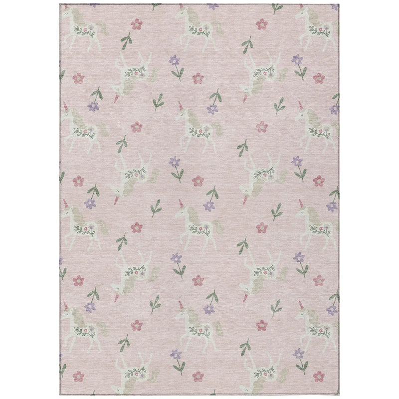 8' X 10' Pink And Ivory Floral Washable Indoor Outdoor Area Rug Homeroots Outdoor