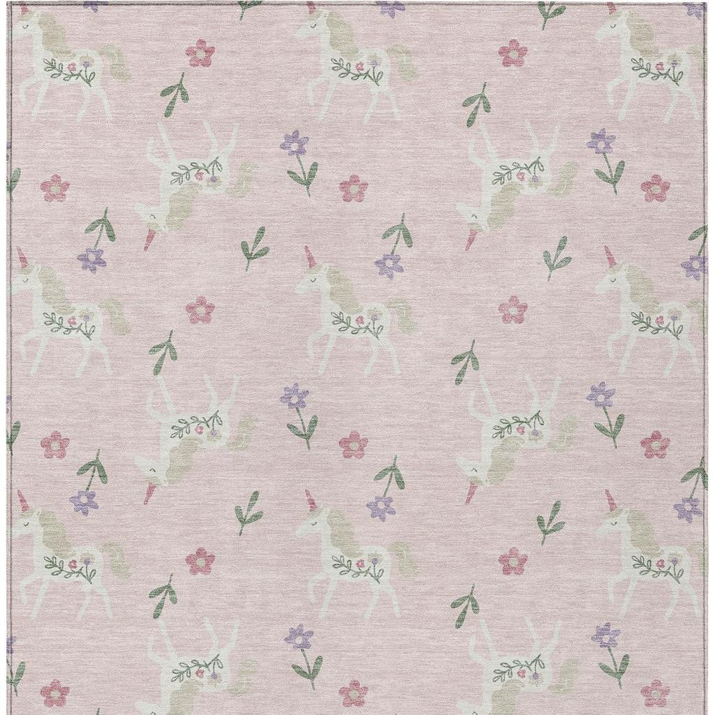 8' X 10' Pink And Ivory Floral Washable Indoor Outdoor Area Rug Homeroots Outdoor