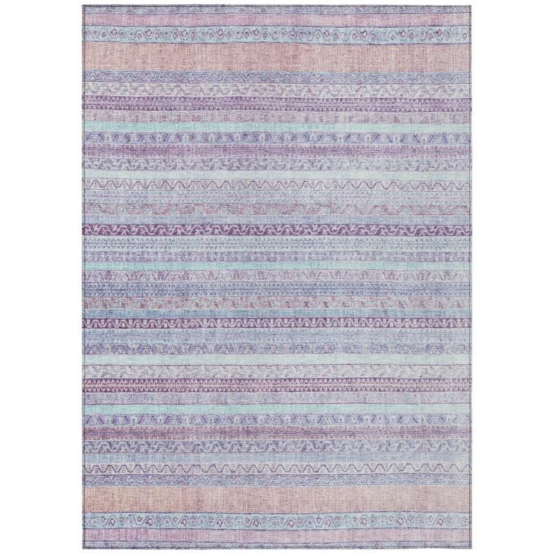 8' X 10' Pink And Lavender Striped Washable Indoor Outdoor Area Rug Homeroots Outdoor