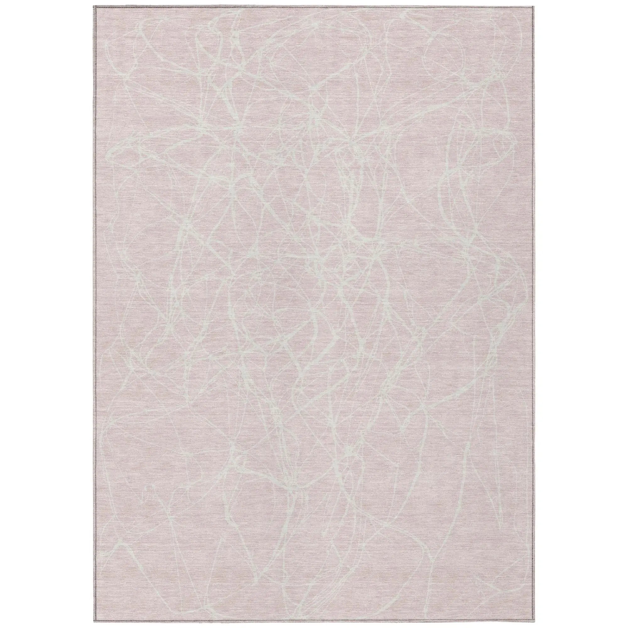 8' X 10' Pink And Linen Abstract Washable Indoor Outdoor Area Rug Homeroots Outdoor
