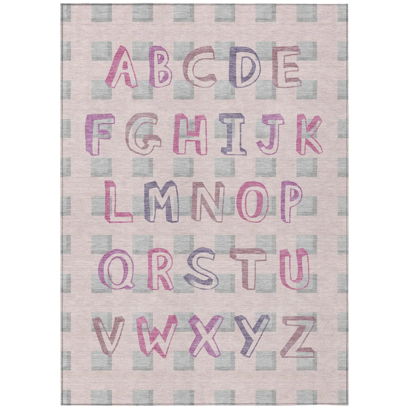 8' X 10' Pink And Linen Geometric Washable Indoor Outdoor Area Rug Homeroots Outdoor