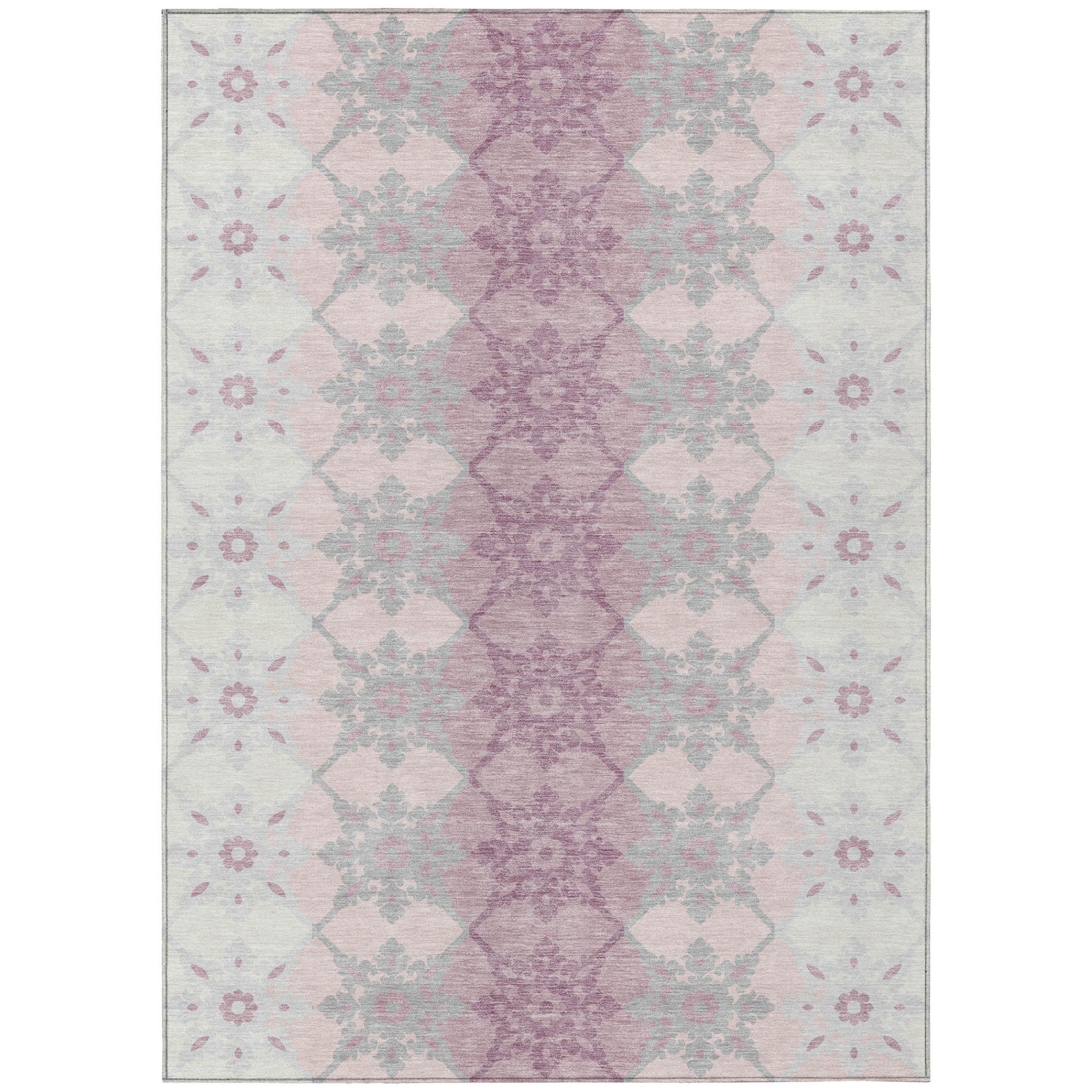 8' X 10' Pink And Pearl Floral Medallion Washable Indoor Outdoor Area Rug Homeroots Outdoor