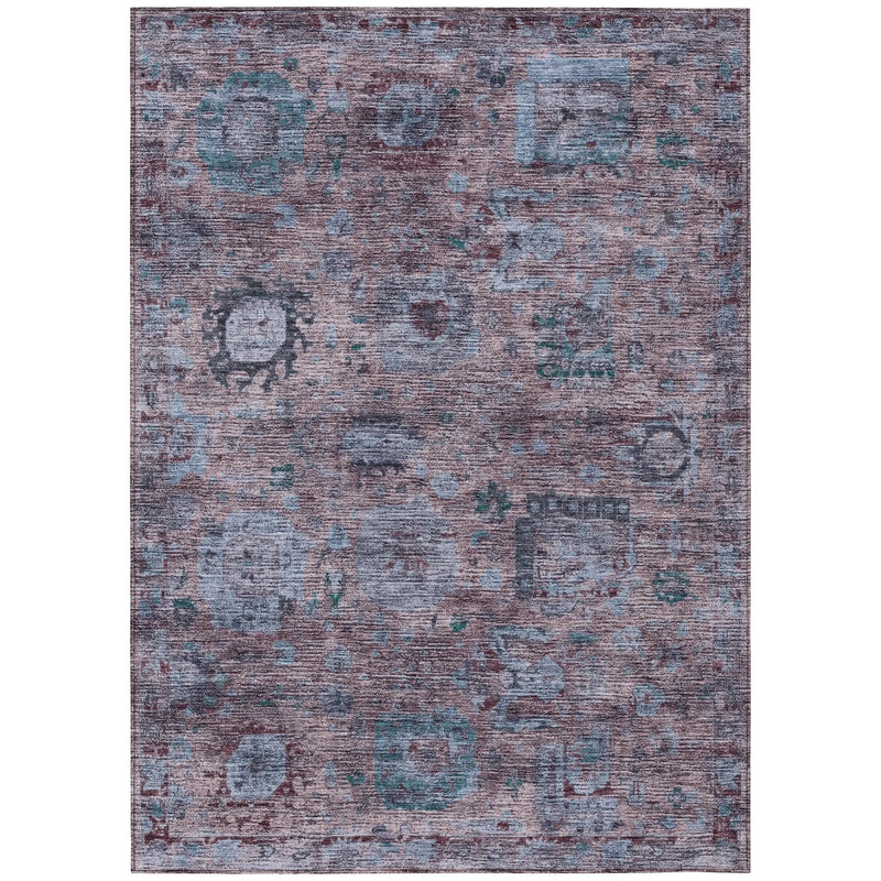 8' X 10' Plum And Brown Abstract Washable Indoor Outdoor Area Rug Homeroots Outdoor