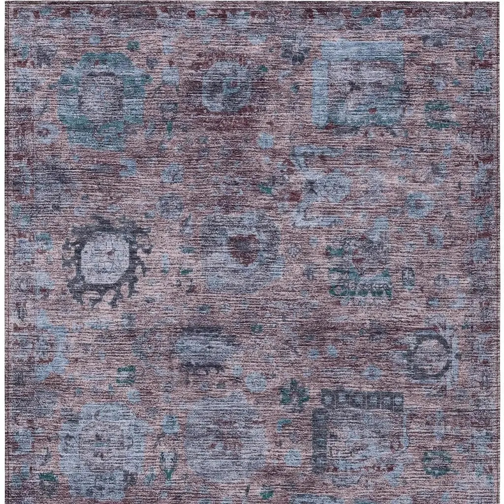 8' X 10' Plum And Brown Abstract Washable Indoor Outdoor Area Rug Homeroots Outdoor