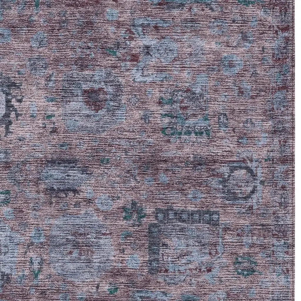 8' X 10' Plum And Brown Abstract Washable Indoor Outdoor Area Rug Homeroots Outdoor