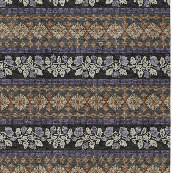 8' X 10' Plum And Copper Striped Washable Indoor Outdoor Area Rug Homeroots Outdoor