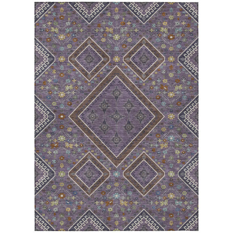 8' X 10' Plum And Eggplant Medallion Washable Indoor Outdoor Area Rug Homeroots Outdoor