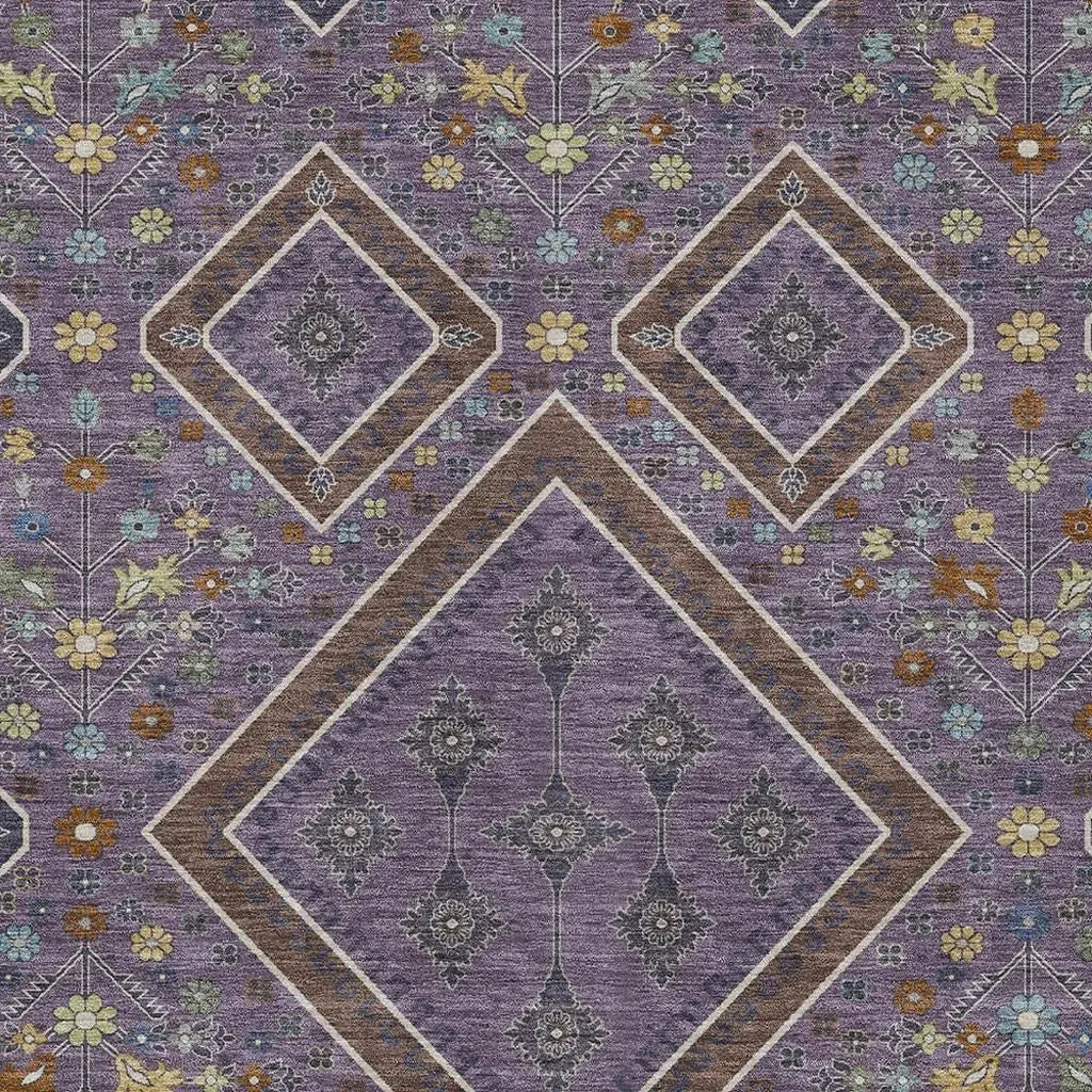 8' X 10' Plum And Eggplant Medallion Washable Indoor Outdoor Area Rug Homeroots Outdoor