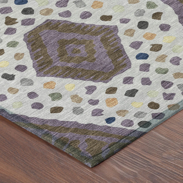 8' X 10' Plum And Eggplant Tribal Washable Indoor Outdoor Area Rug Homeroots Outdoor