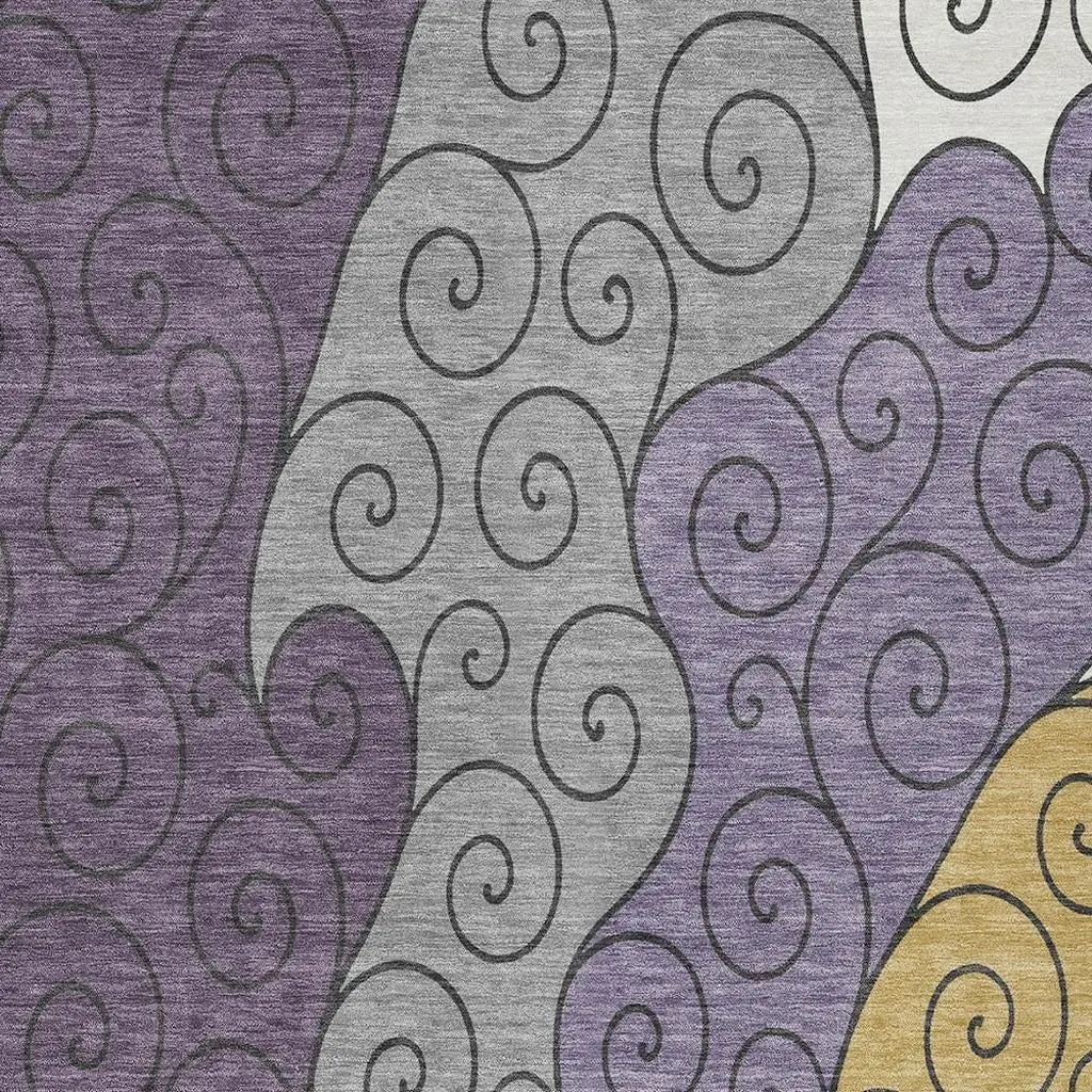 8' X 10' Plum And Gray Abstract Washable Indoor Outdoor Area Rug Homeroots Outdoor