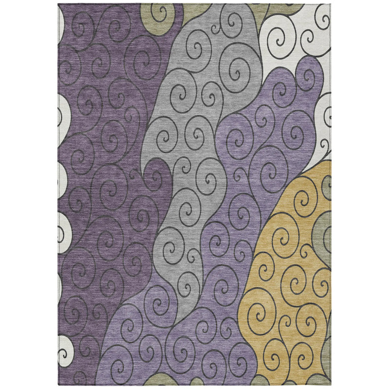 8' X 10' Plum And Gray Abstract Washable Indoor Outdoor Area Rug Homeroots Outdoor
