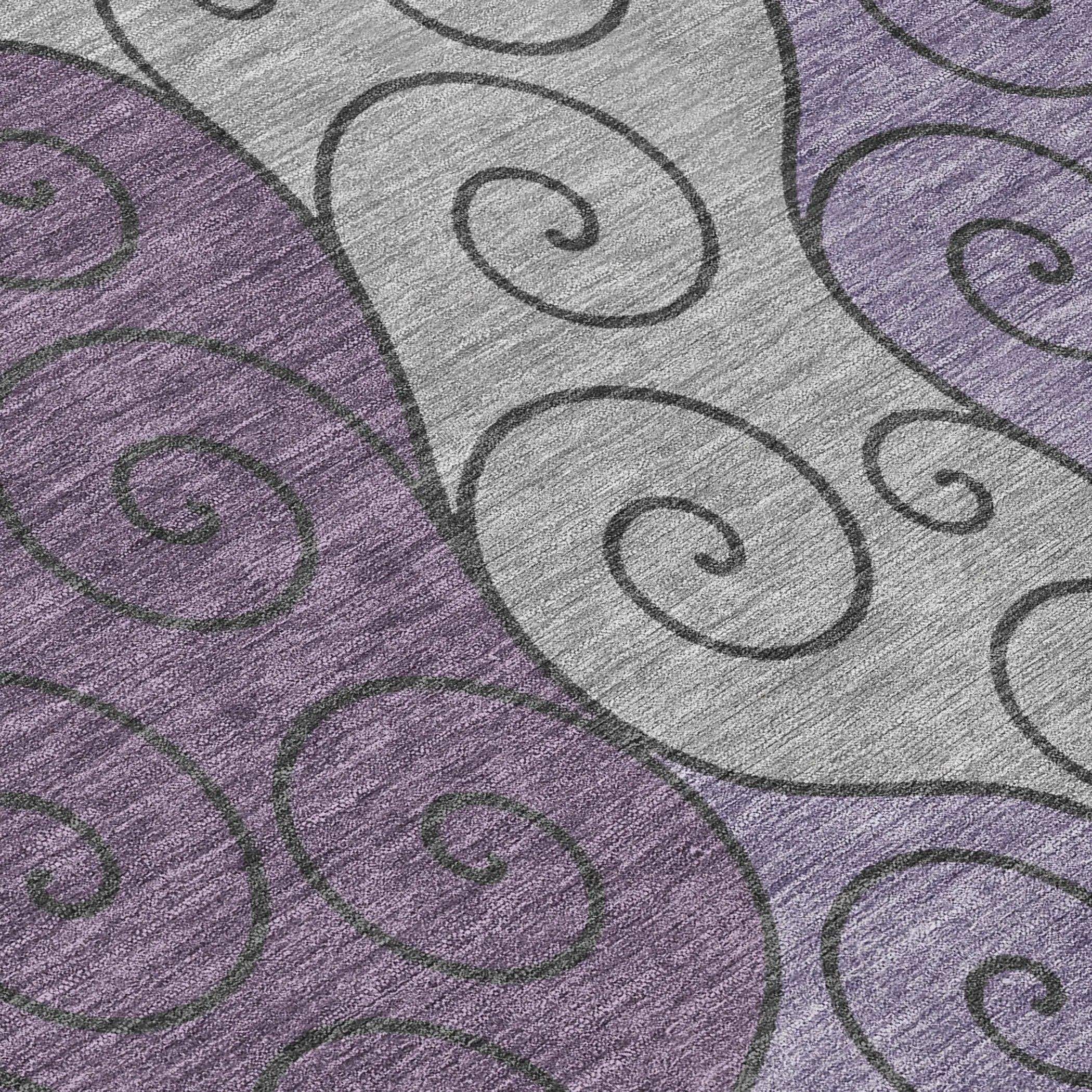 8' X 10' Plum And Gray Abstract Washable Indoor Outdoor Area Rug Homeroots Outdoor